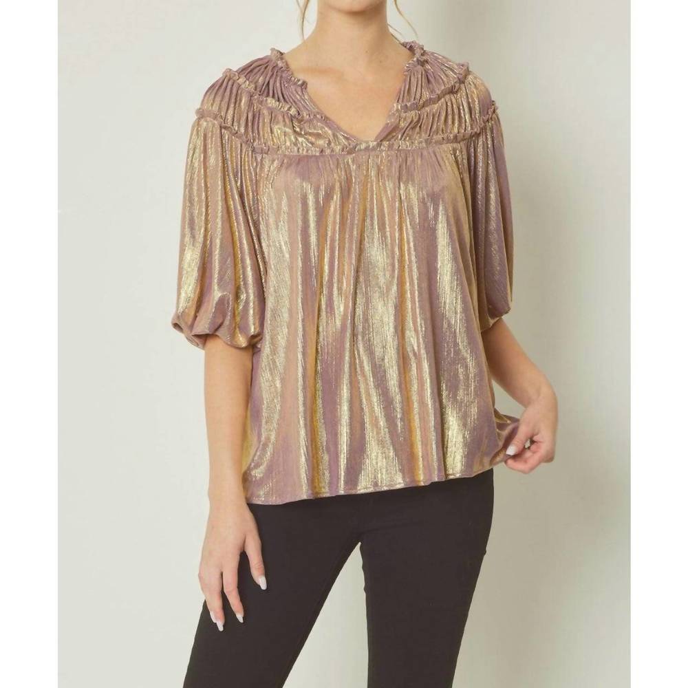 Entro Metallic Gold and Purple Blouse